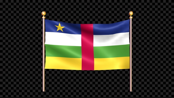 Flag Of Central African Republic Waving In Double Pole Looped