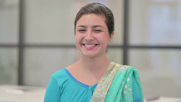 Portrait of Indian Woman Shaking Head As Yes Sign Approval