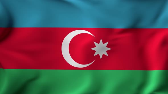 3D Animation Flag Waving in Slow Motion Fill Frame  Azerbaijan