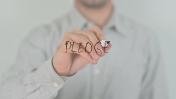 Pledge Writing on Screen with Hand