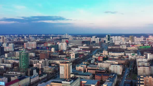 Aerial View of an Empty City During a Pandemic