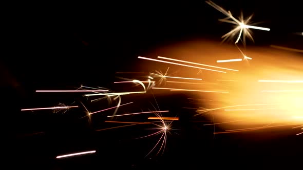 Flame and Sparks Coming Out From Rocket or Airplane Engine, Slow Motion Shot