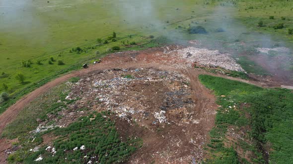 Aerial Top View of A Huge Waste Garbage Dump Rubbish Landfill