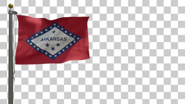 Arkansas State Flag on a Flagpole with Alpha Channel