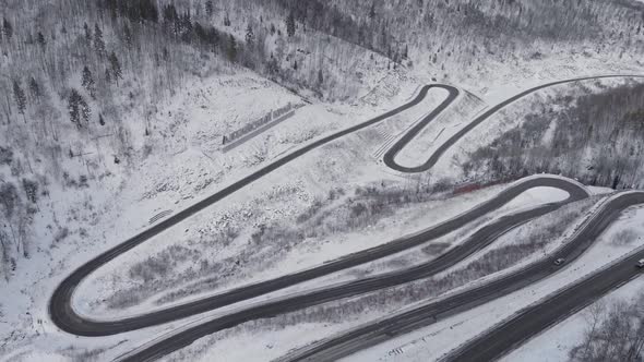 Aerial View of Winding Road in the Mountains