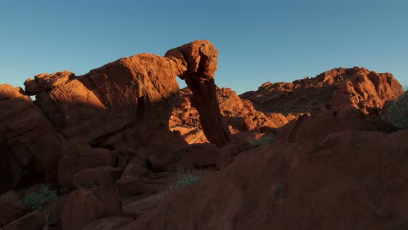 Timelapse shot of Elephant Rock during sunset at Nevadas Valley of Fire State Park
