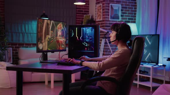 Woman Playing Online Action Game Angry After Losing Online Competition on Gaming Pc