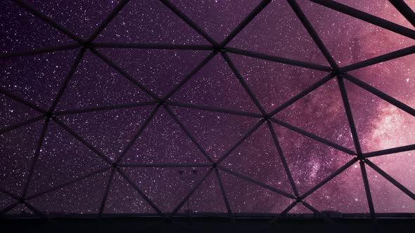 Night Stars Timelapse Milky Way Technical Grid Dome Roof Top