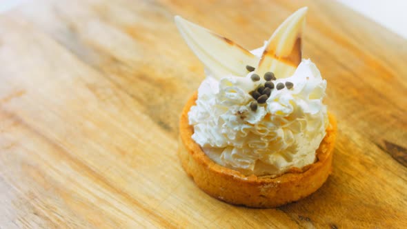 Coconut Basket Cake with White Chocolate Decorative Leaves