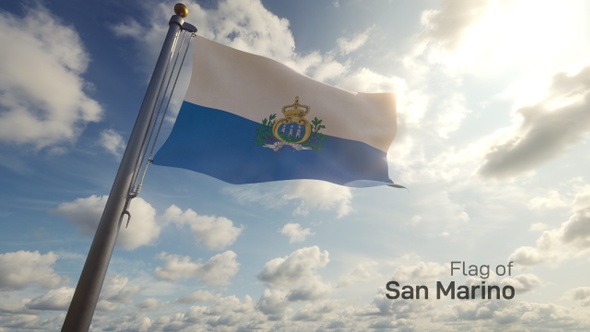 San Marino Flag on a Flagpole