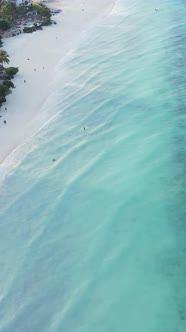 Tanzania  Vertical Video of the Ocean Near the Coast of Zanzibar Slow Motion