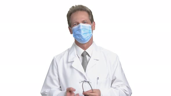 Mature Adult Man Working As Doctor Physician.