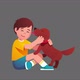 Boy And Dog playing (Grey Background) - VideoHive Item for Sale