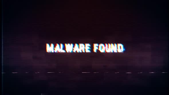 Malware Found text with glitch retro effect alt
