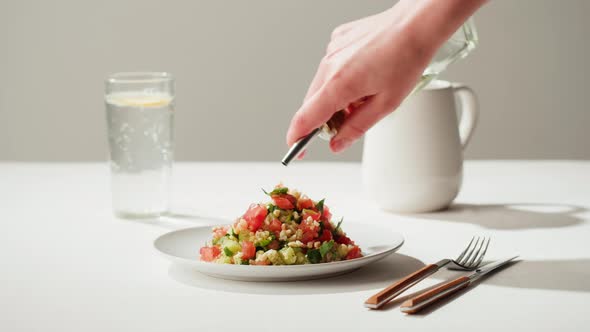 Tabbouleh Vegetable Salad Closeup Middle Eastern National Traditional Food