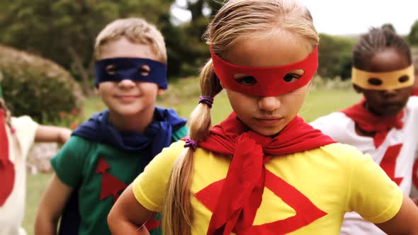 Group of kids pretending to be a super hero