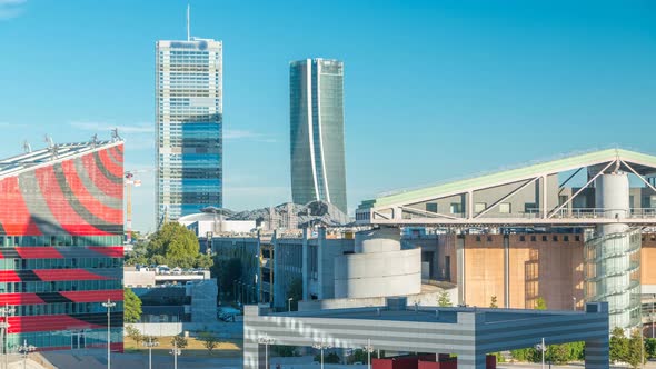 Modern Buildings in the New Area of Portello Timelapse Milan Italy