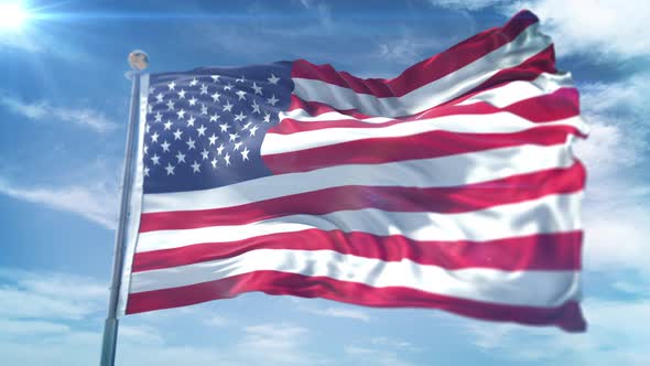 4K 3D United States Of America Flag