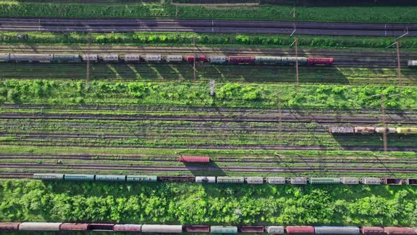 Empty Railroads and Export Container Trains on Railway