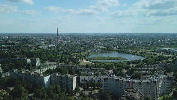 Tranquil Suburbs In A Big City. Multi Storey Buildings And A Large Green Area. Overall Plan.