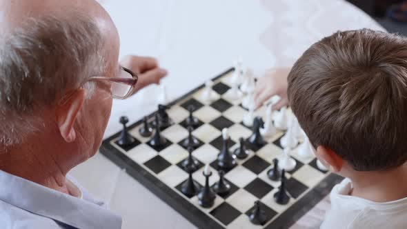 Early Development of Children, a Small Intelligent Male Child Plays Board Games of Chess with His