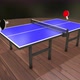 3D animation of table tennis game. Photorealistic racket hits ping pong ball across blue CGI table - VideoHive Item for Sale