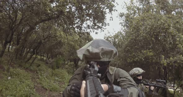 Weapon GoPro POV footage of a squad of Israeli commando soldiers during combat
