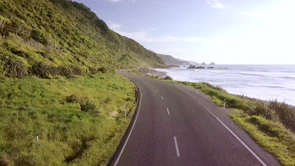 Scenic coastal road in New Zealand