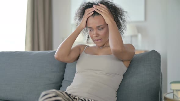 Worried African Woman Getting Stressed at Home
