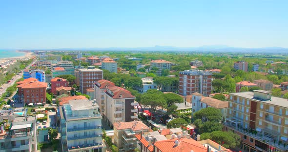 Cesenatico Town In Italy At Daytime, view from a skyscraper, high angle