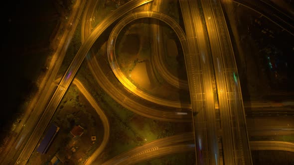 4K : Aerial time lapse in motion drone shot of freeway and interstate traffic