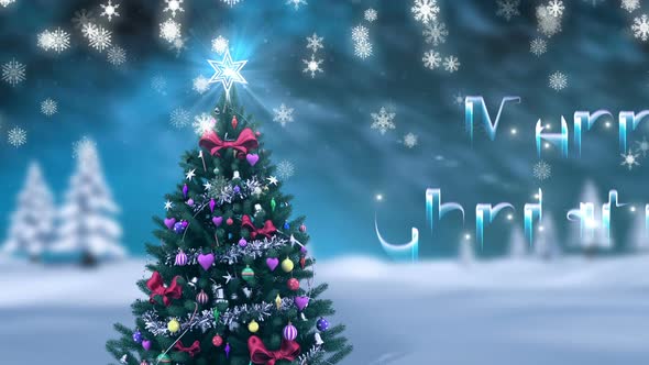 Christmas tree with merry christmas message