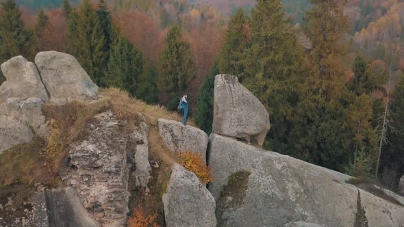 Young Man on the Hill of a Mountain, Businessman, Bridegroom, Groom, Aerial