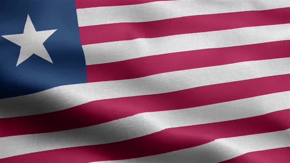 Liberia Flag Seamless Closeup Waving Animation