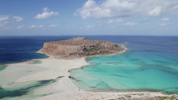 Balos Beach saltwater lagoon and shore in Crete Greece.