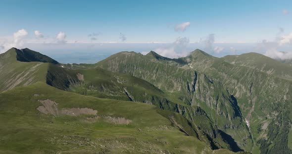 aerial movement over mountain range