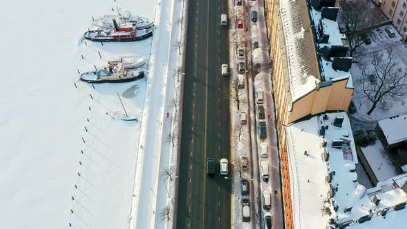 Aerial View Winter Helsinki Finland