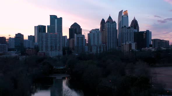 Midtown Atlanta Skyline Aerial from Piedmond Park, Georgia