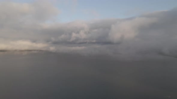 Aerial view of Lake Paravani and the village Poka. Georgia