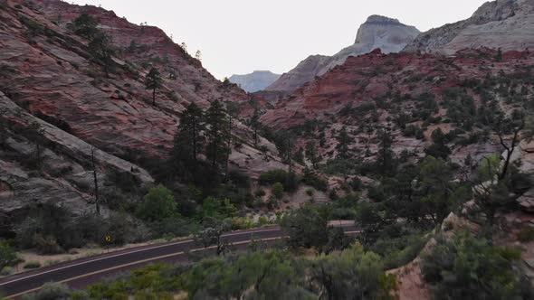 Inspiration Point During Beautiful Aerial View Landscape Wide in Southwestern Utah Zion Canyon