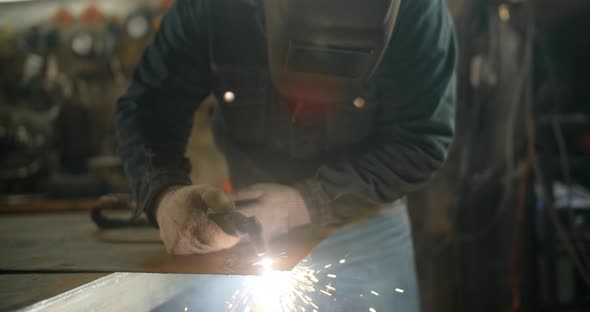 Locksmith Cuts Metal with a Plasma Cutter Metalcutting By Gas Cutter with Sparks  Prores HQ