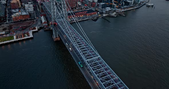 Williamsburg Bridge Across East River with East Village and New York City Skyscraper