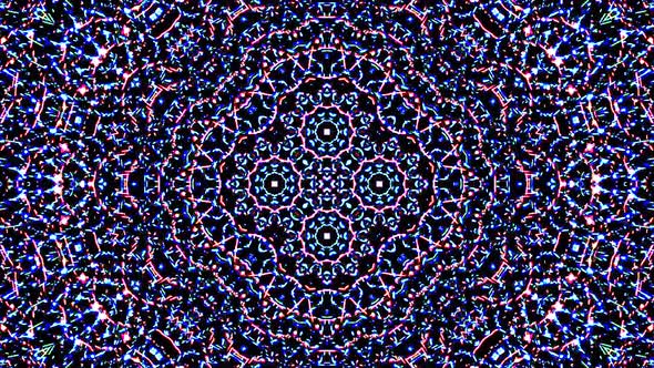 colorful lines glowing waves flower shape background kaleidoscope abstract