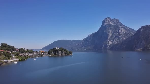 Aerial of Traunkirchen Church Upper Austria