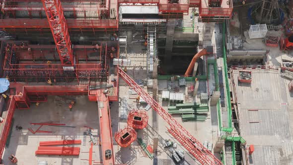 4k timelapse of Aerial view of working Construction site Large construction site