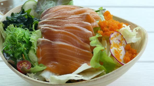 Salmon meat salad