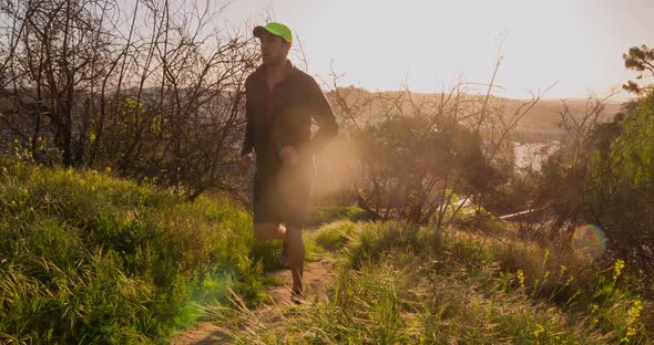 Athletic Male Trail Running Slow-Motion
