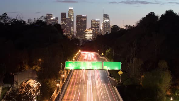 Time Lapse of the traffic on the 110 freeway heading into Los Angeles