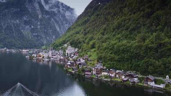 Amazing Aerial View of City Hallstatt in Austria