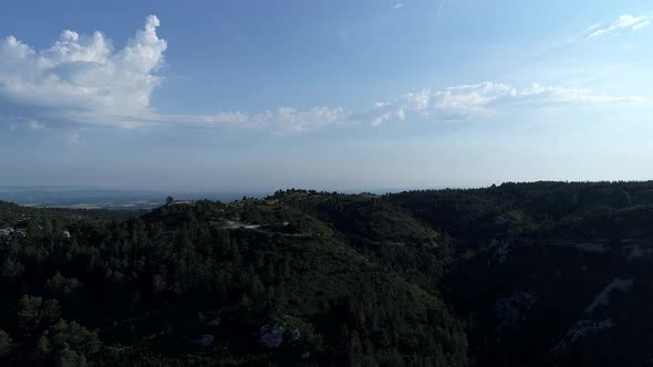 Massif des Alpilles in the heart of the Alpilles natural park seen from the sky